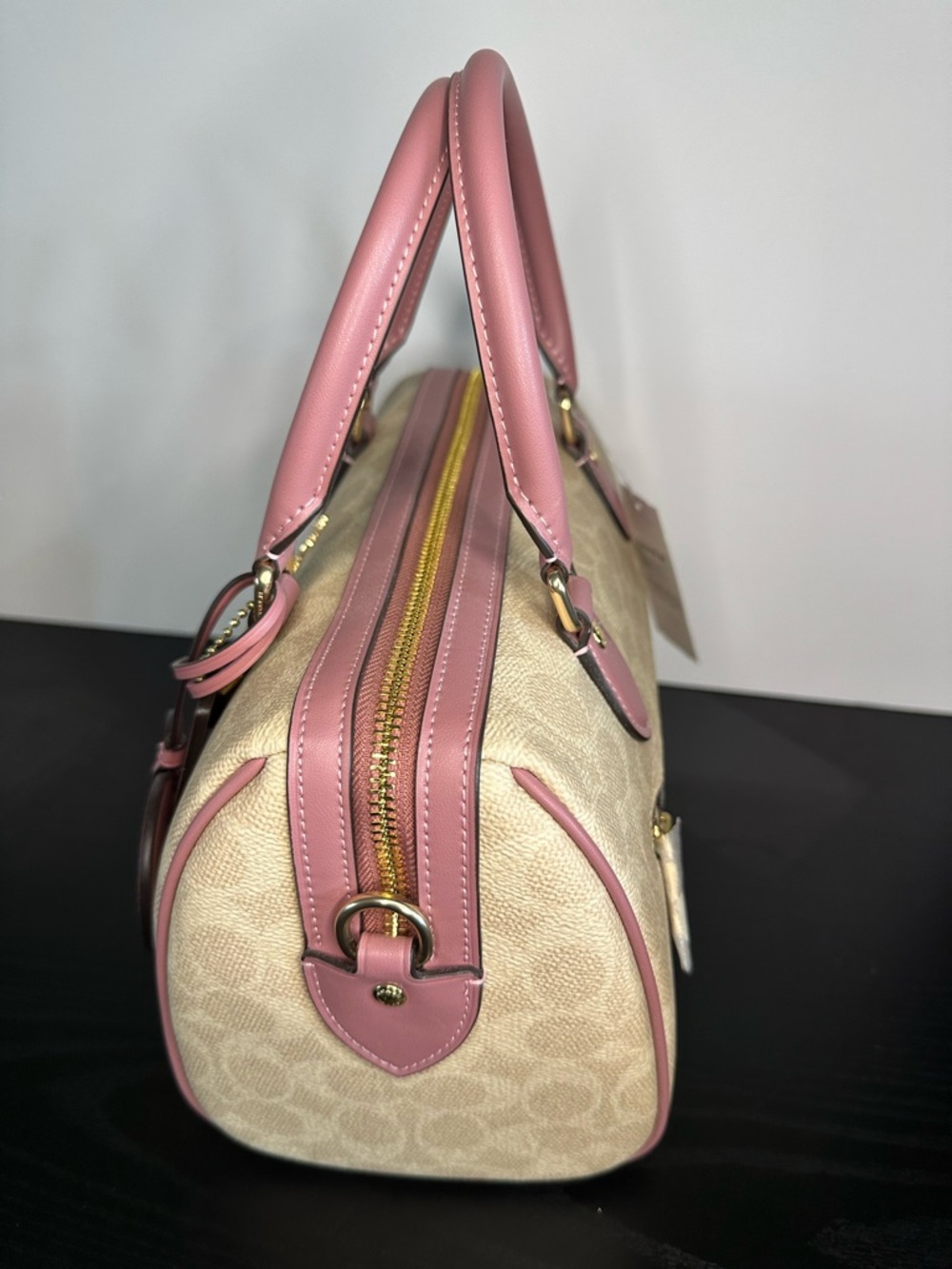 Coach Signature Sand and Peony Heart Charm Medium Rowan NWT CDB21 - Picture 8 of 12